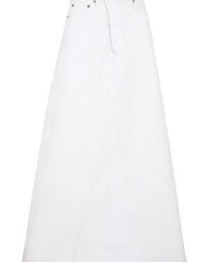 Ganni Double Fly Denim Maxi Skirt - White - 14