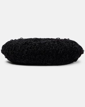 Ganni Embroidered crochet velvet beret