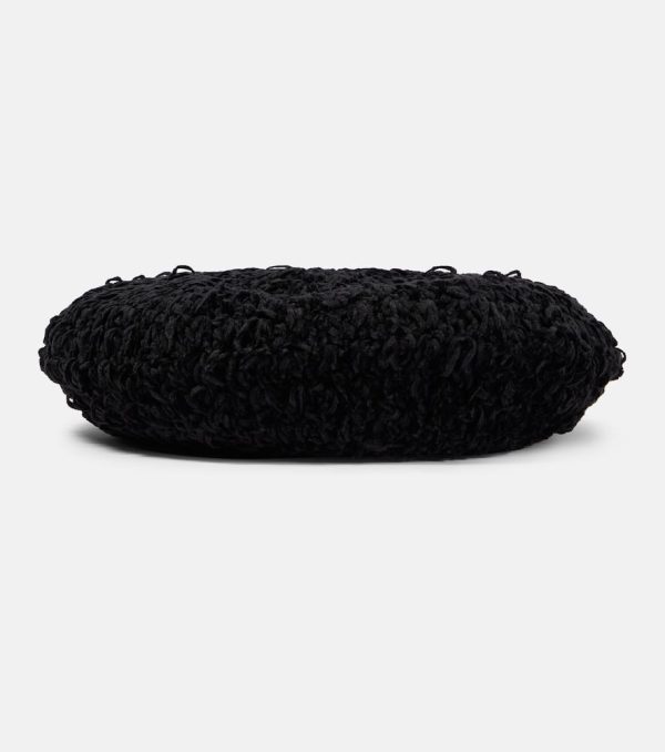 Ganni Embroidered crochet velvet beret