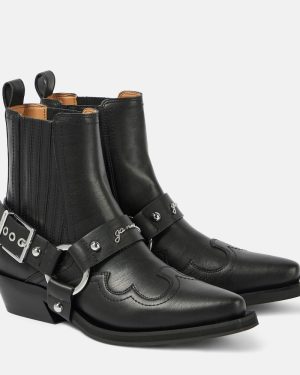 Ganni Embroidered faux leather cowboy boots