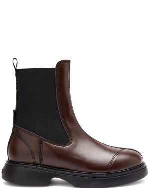 Ganni Faux Leather Chelsea Boots - Brown - 37 (IT37/ UK4)