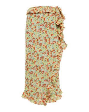 Ganni Floral-print wrap midi skirt
