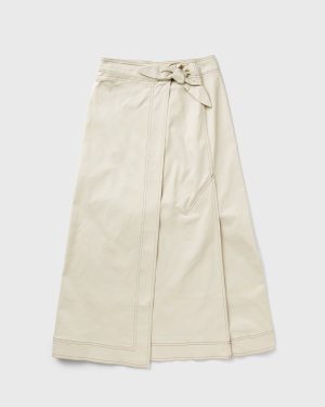 Ganni Herringbone Canvas Long Wrap Skirt women Skirts beige in size:S