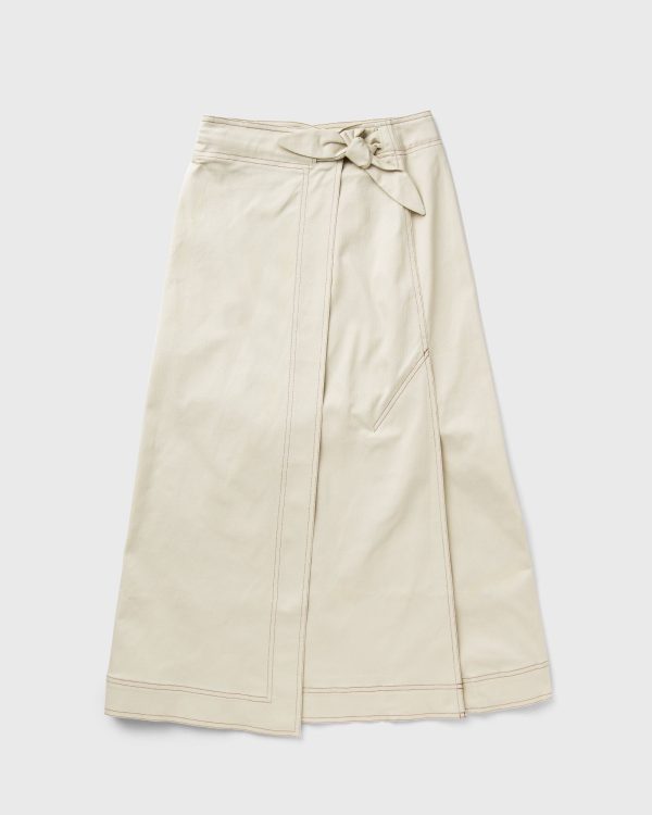 Ganni Herringbone Canvas Long Wrap Skirt women Skirts beige in size:S