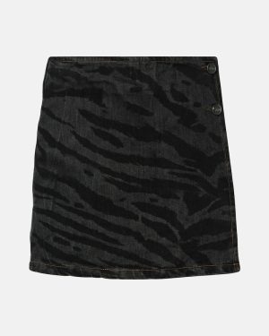 Ganni High-rise denim wrap skirt