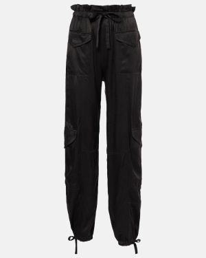 Ganni High-rise satin cargo pants