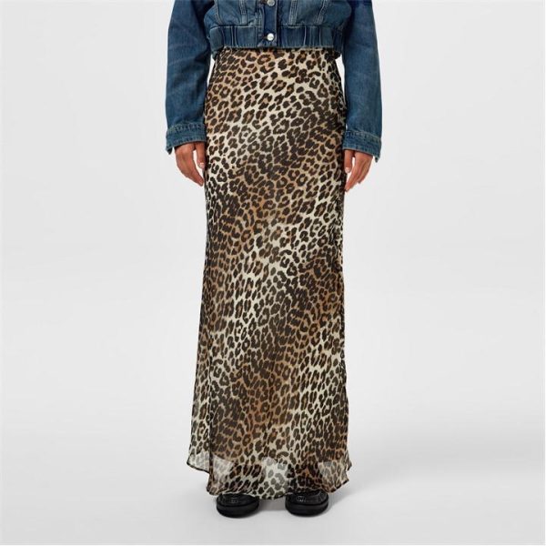 Ganni Leopard Print Maxi-Skirt - Beige