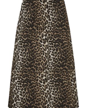 Ganni Leopard-print Cotton-poplin Midi Skirt - 16