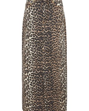 Ganni Leopard-print Stretch-denim Maxi Skirt - 44 (UK16 /xl)
