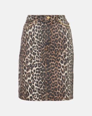 Ganni Leopard-print denim skirt