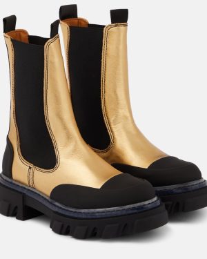 Ganni Metallic leather Chelsea boots