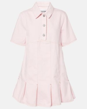 Ganni Pleated denim shirt dress