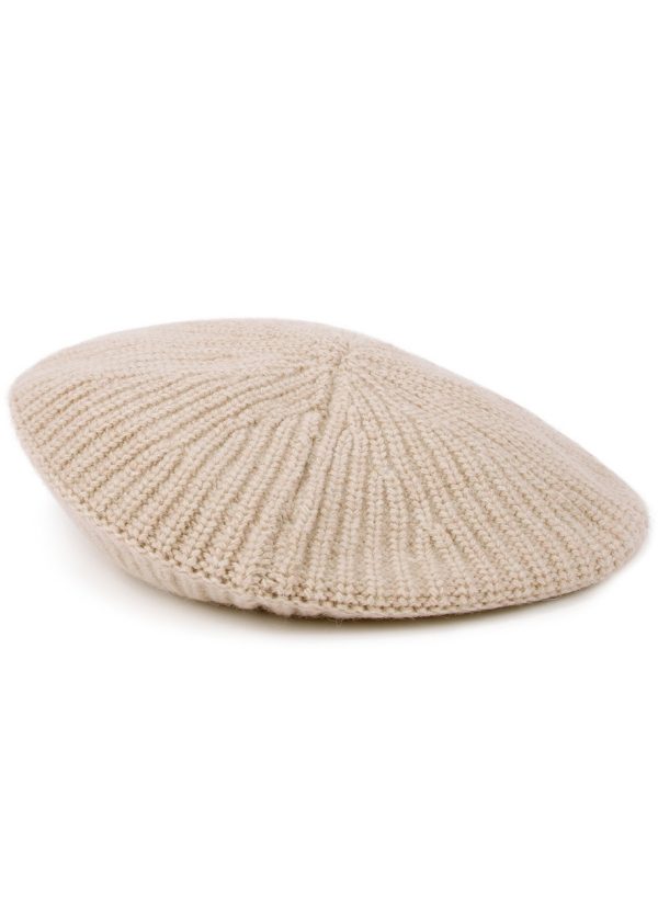 Ganni Sand Ribbed Wool-blend Beret - One Size