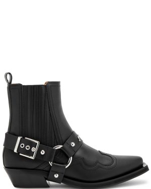Ganni Western 40 Faux Leather Chelsea Boots - Black - 40 (IT40/ UK7)