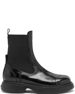 Ganni Womens Patent Faux Leather Black Pull On Chelsea Boots UK4 - 37 (IT37 / UK4)