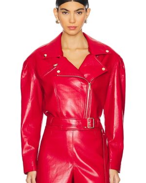 Generation Love Morello Faux Leather Jacket in Red. Size S, XS, XXS.