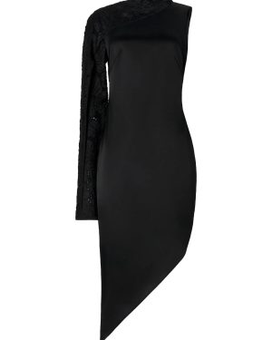 Genny Satin One-shoulder Sheath Dress