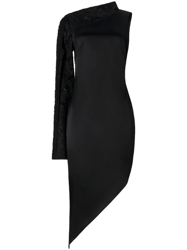Genny Satin One-shoulder Sheath Dress