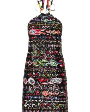 Georgette Sequin Halter Neck Mini Dress