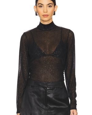 Gestuz Glimma High Neck Blouse in Black. Size M, S, XS, XXS.