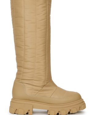 Gia Borghini Gia 19 Quilted Nylon Knee-high Boots - Beige - 5