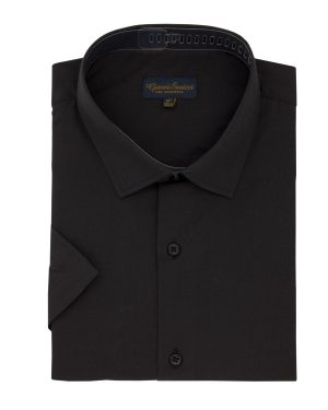 Gianni Savicci Short Sleeve Formal Shirt - Black - 16.5IN | TJ Hughes