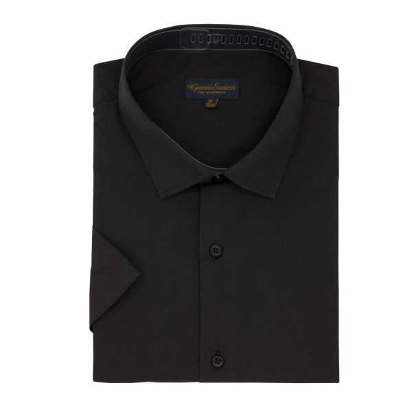 Gianni Savicci Short Sleeve Formal Shirt - Black - 16.5IN | TJ Hughes