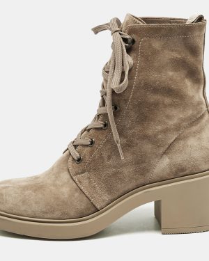 Gianvito Rossi Beige Suede Foster Ankle Length Boots Size 38