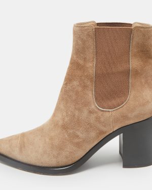 Gianvito Rossi Beige Suede Pointed Ankle Length Boots Size 38