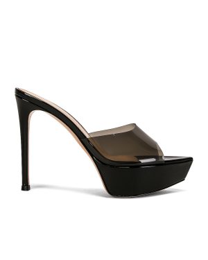 Gianvito Rossi Betty Platform Mules in Fume & Black - Black. Size 40.5 (also in ).
