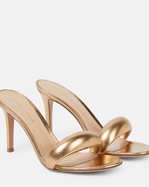 Gianvito Rossi Bijoux 85 metallic leather mules