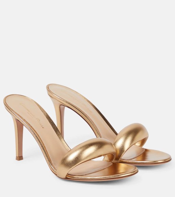 Gianvito Rossi Bijoux 85 metallic leather mules