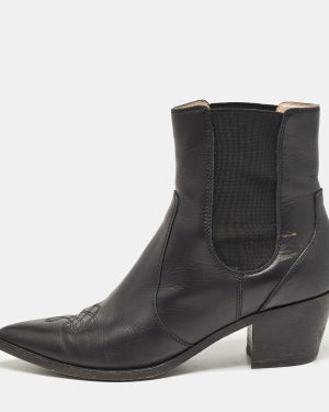 Gianvito Rossi Black Leather Hiking Boots Size 38