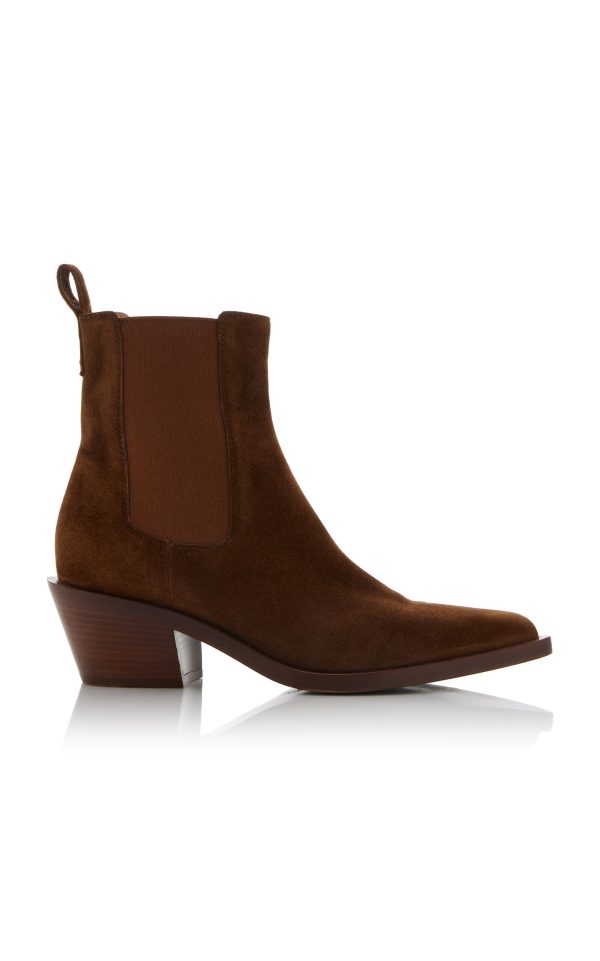 Gianvito Rossi - Dover Suede Chelsea Boots - Tan - IT 36.5 - Moda Operandi