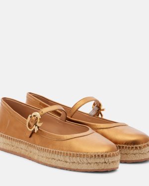 Gianvito Rossi Elda metallic leather espadrilles