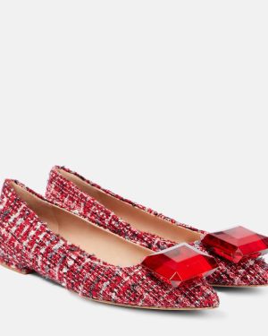 Gianvito Rossi Embellished boucle ballet flats