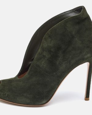 Gianvito Rossi Green Suede Vamp Boots Size 37.5