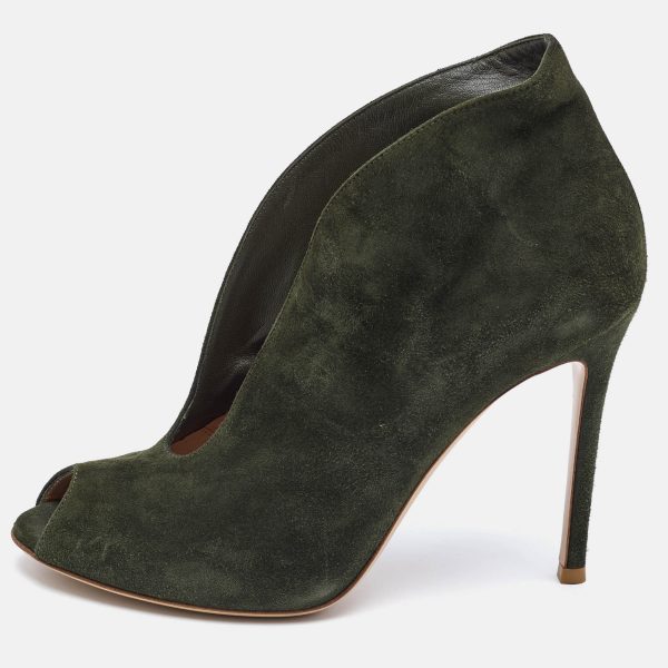 Gianvito Rossi Green Suede Vamp Boots Size 37.5