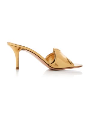 Gianvito Rossi - Lucrezia Metallic Leather Mules - Gold - IT 36 - Moda Operandi