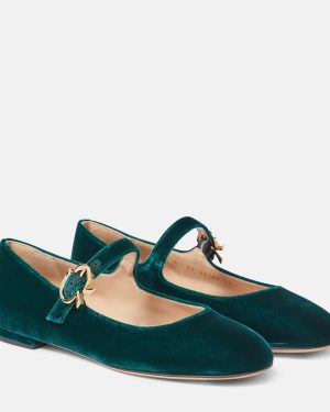 Gianvito Rossi Mary Ribbon velvet ballet flats