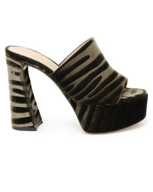 Gianvito Rossi Mink Zebra Print Velvet Mules