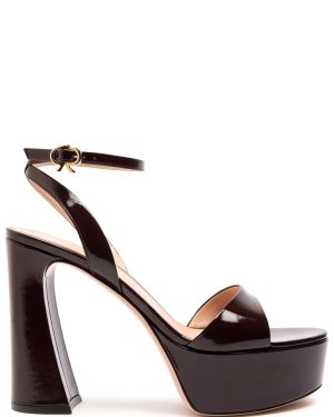 Gianvito Rossi Nancy 70 Patent Leather Platform Sandals - Burgundy - 40 (IT40 / UK7)