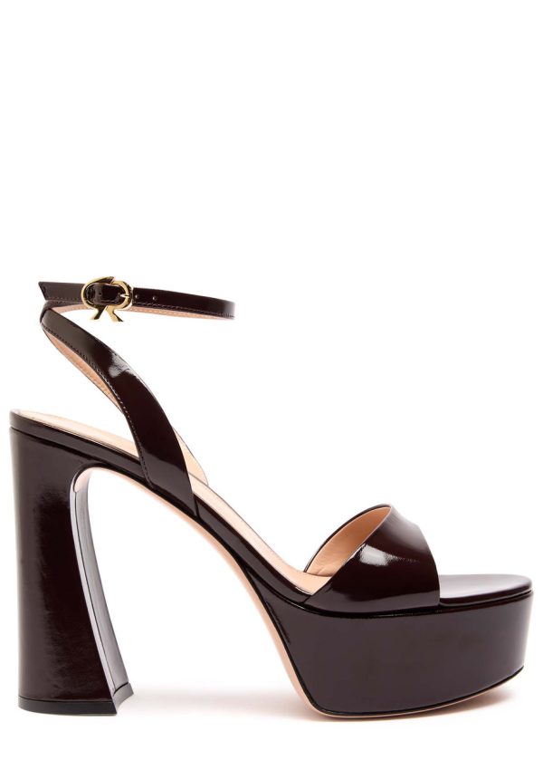 Gianvito Rossi Nancy 70 Patent Leather Platform Sandals - Burgundy - 40 (IT40 / UK7)