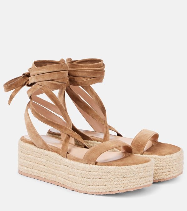 Gianvito Rossi Suede-trimmed platform espadrilles