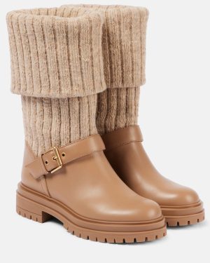 Gianvito Rossi Thurso leather-trimmed sock boots