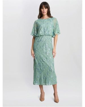 Gina Bacconi Ava Sequin Midi Dress - Green