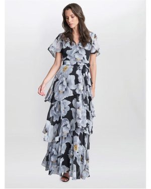 Gina Bacconi Caylee Printed Maxi With Tulip Skirt - Multi