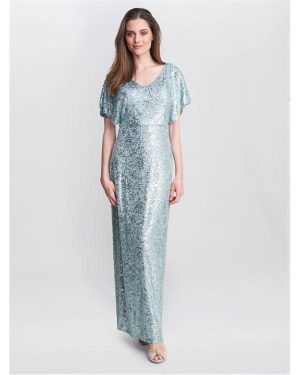 Gina Bacconi Courtney Maxi Sequin Dress - Green