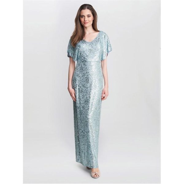 Gina Bacconi Courtney Maxi Sequin Dress - Green