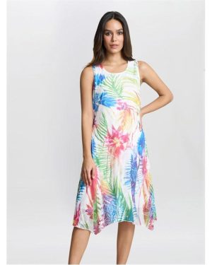 Gina Bacconi Eliza Sleevelss Asymmetric Hem Dress - Multi
